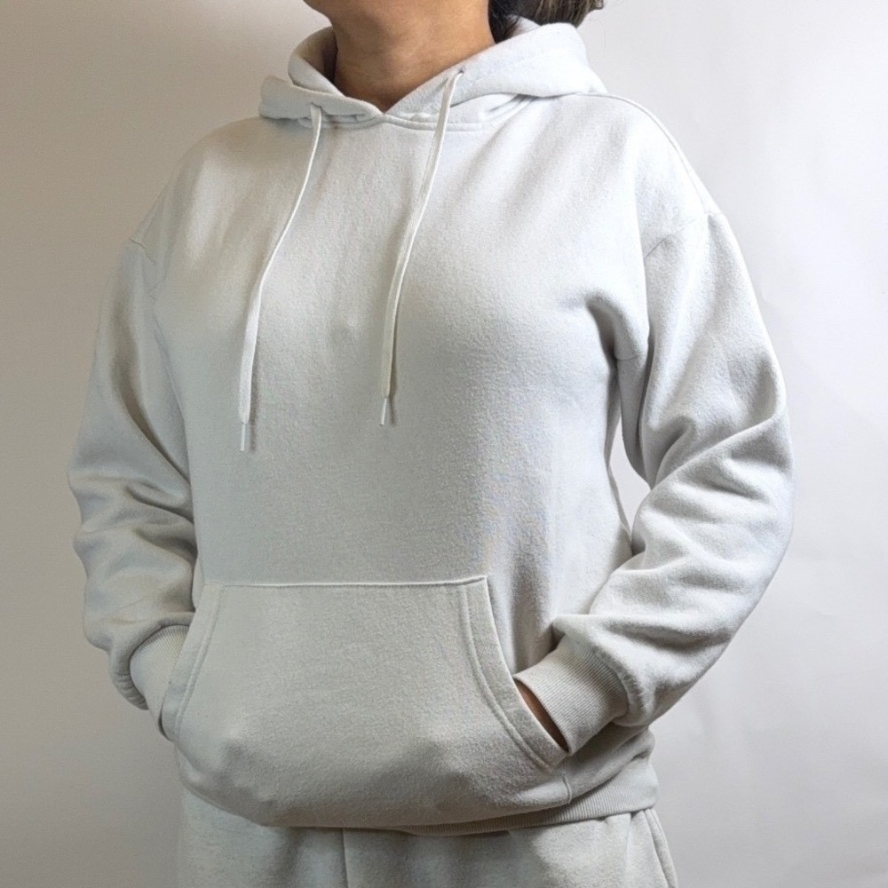 Forever 21 Light Grey Cutout Flame Rhinestone Hoodie Sweatshirt Women's